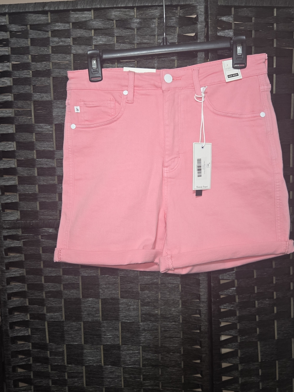 Judy Blue Shorts Womens Large Pink High Waist Dyed Tummy Control Stretch NWT